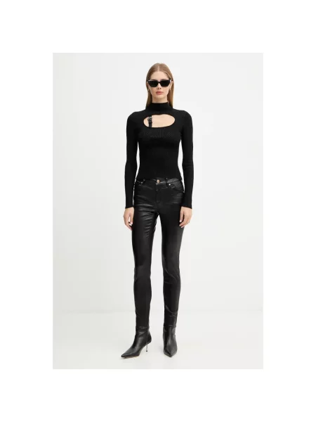 Sweter z golfem Versace Jeans Couture ze stójką czarny