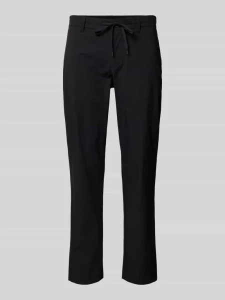 Chinosy o kroju regular tapered fit z tunelem model ‘LERO’ Selected Homme czarne