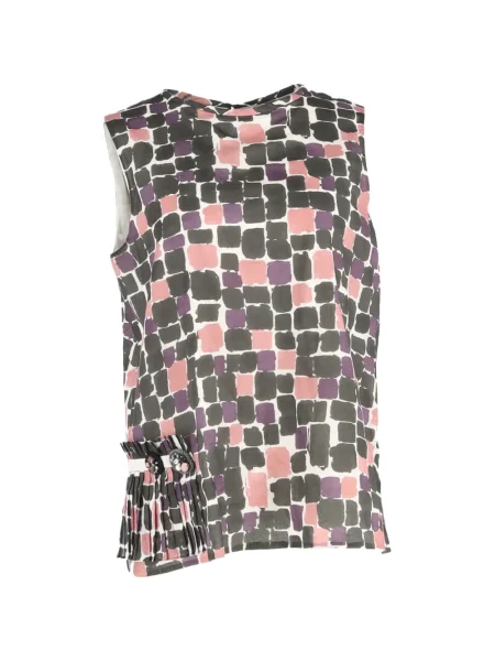 Bluză Max Mara fără mâneci cu imagine alb