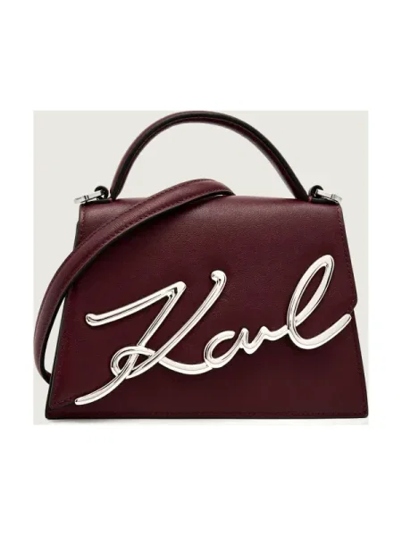 Geanta de piele Karl Lagerfeld K/Signature din piele bordo