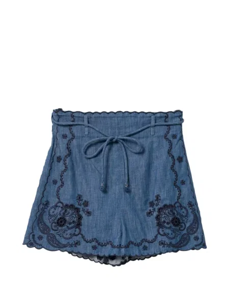 Pantaloni scurți Zimmermann cu broderie albastru