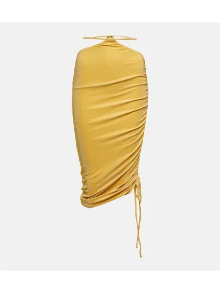 Fustă midi Bananhot până la genunchi auriu