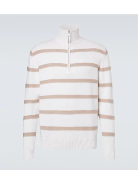 Pulover Allude din cașmir cu dungi alb