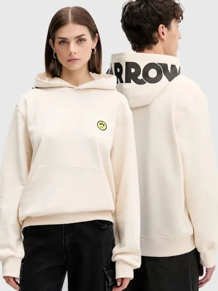 Bombažen pulover Barrow s kapuco bež