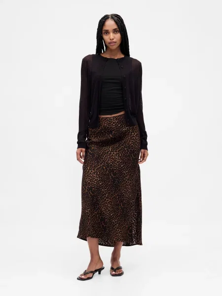 Fusta maxi Gap din satin negru