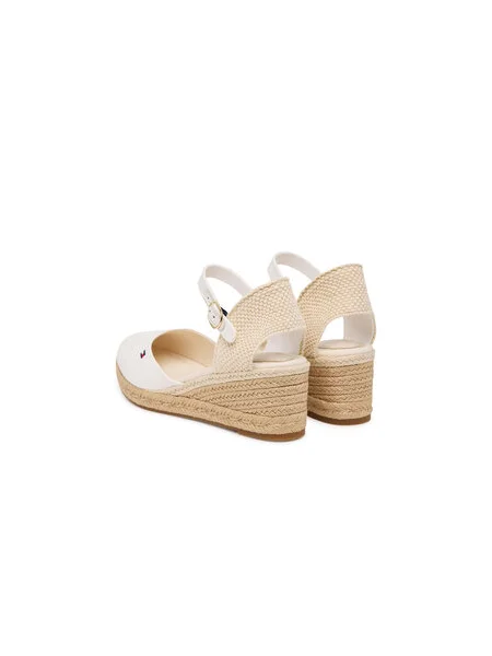 Éksarkú zárt bőr espadrilles Tommy Hilfiger bézs