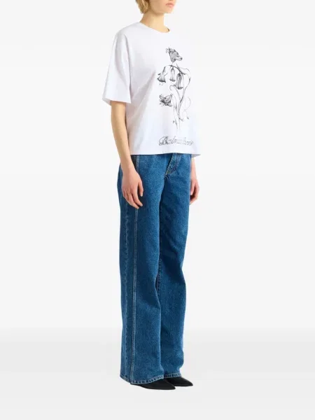 Tricou Balmain cu model floral cu imagine alb