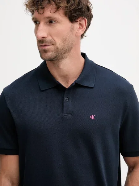 Calvin Klein Jeans polo granatowy gładki niebieska