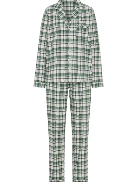 LASCANA Pijama maro / verde închis alb