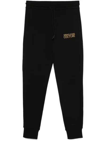 Pantaloni Versace Jeans Couture cu broderie negru