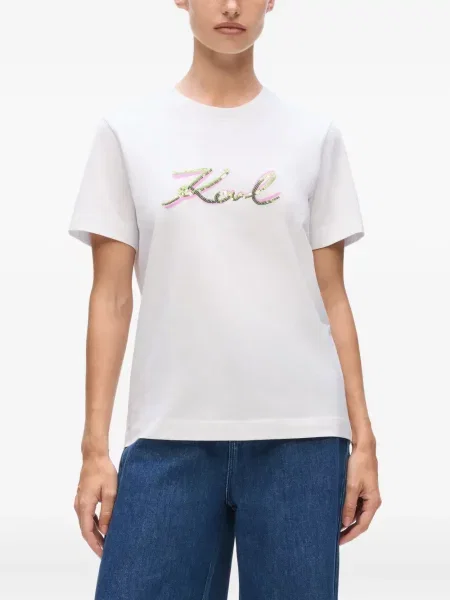 Tricou Karl Lagerfeld cu paiete alb