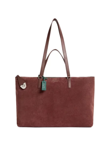 Geantă shopper Coccinelle din piele de căprioară roșu