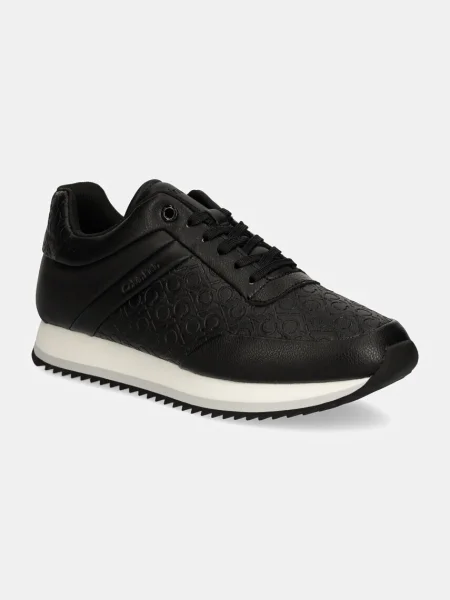 Sneakersy Calvin Klein sznurowane skórzane czarne