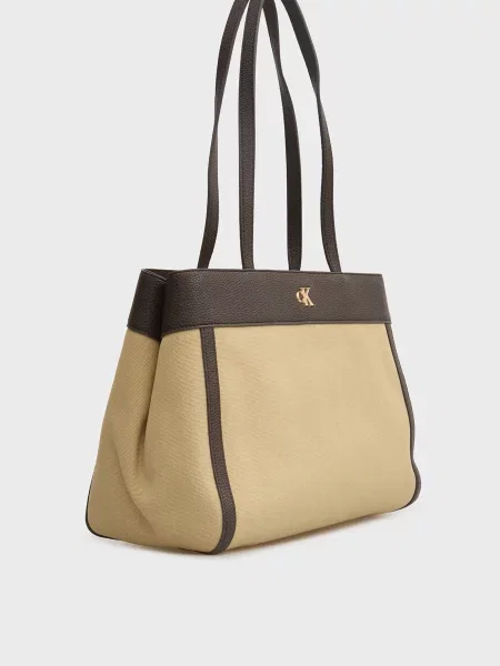 Сумка шоппер Calvin Klein из канваса бежевая
