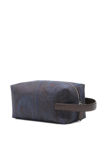 Geantă Etro din piele cu model paisley albastru