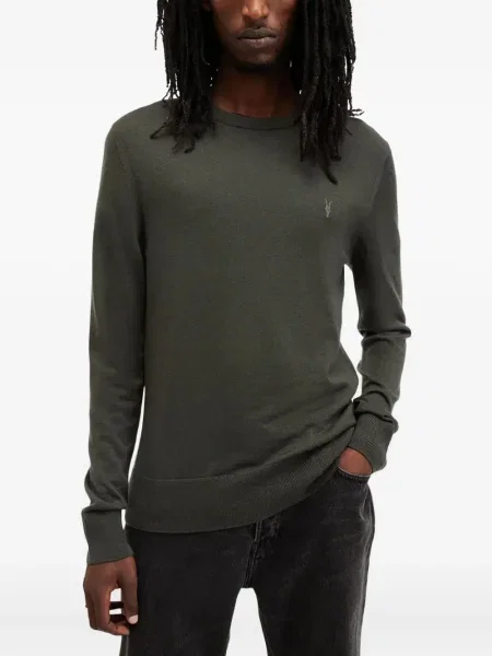 Pulover Allsaints cu broderie cu decolteu rotund verde