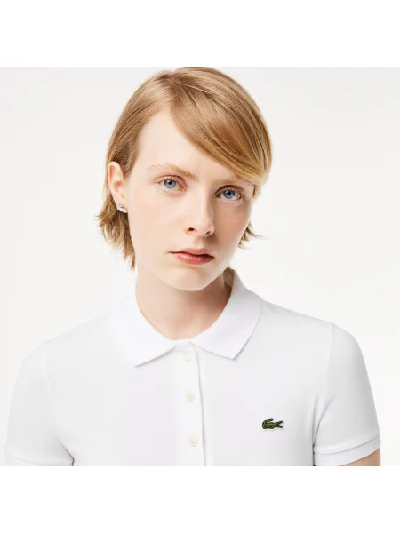 Lacoste Koszulka Polo Slim Fit Z Elastycznego Dżerseju Bawełnianego biała