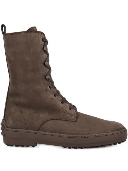 Botine Tod's cu șireturi din dantelă maro