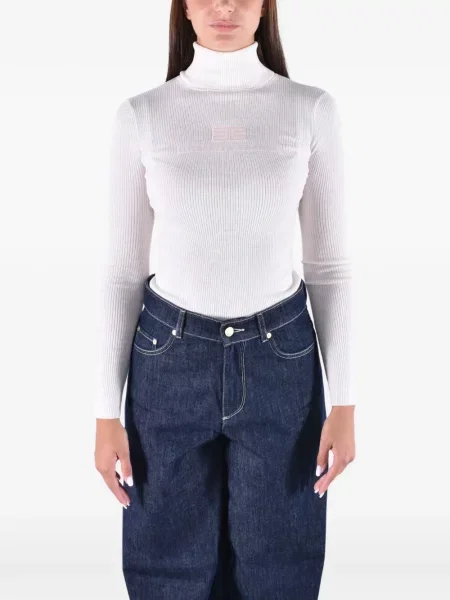 Pulover Elisabetta Franchi cu broderie alb