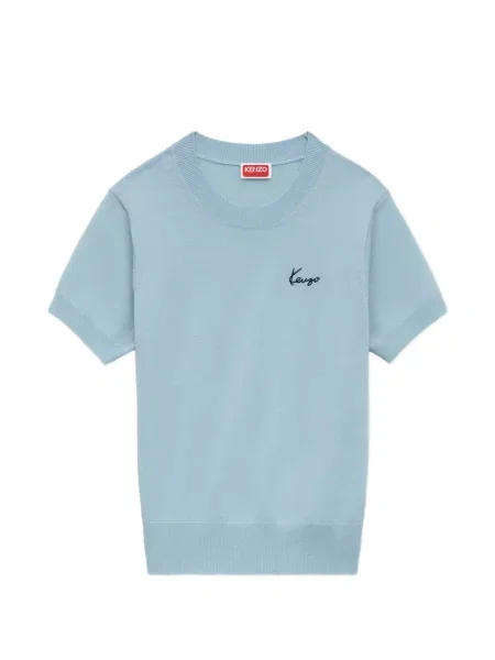 Scurt pulover Kenzo cu broderie albastru