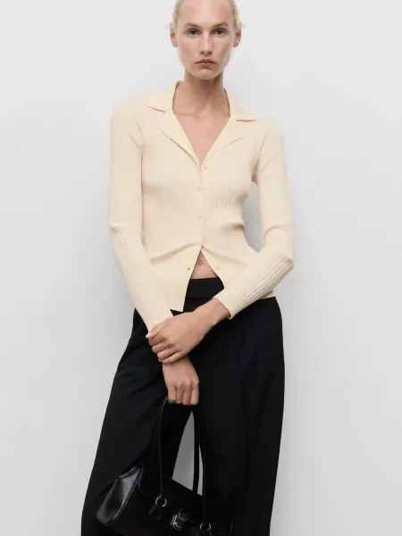 Кардиган MANGO кремовий поліестер/віскоза