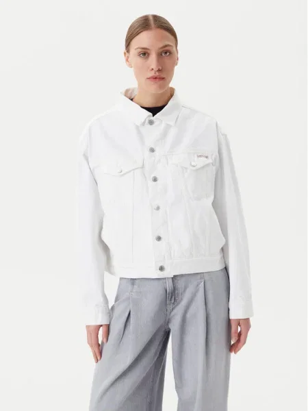Яке Calvin Klein Jeans преходен модел с уголемена кройка бяло