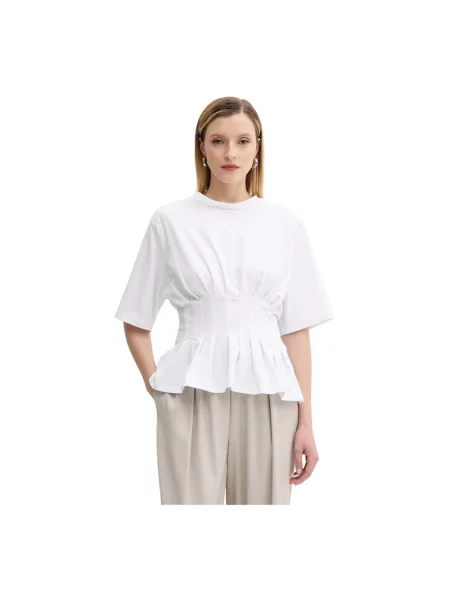 T-shirt w taliowanym kroju model inez' Gestuz biała