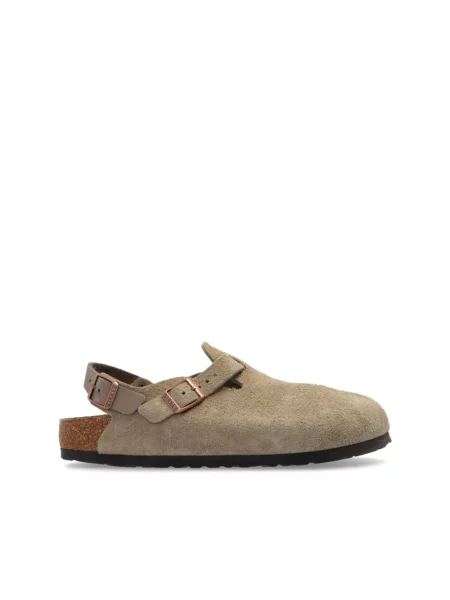 Klapki Birkenstock zamszowe beżowe