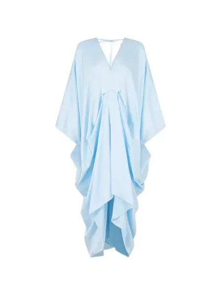 Rochie maxi Camilla cu decolteu în V de costum albastru