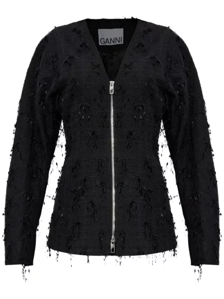 Sacou Ganni din tweed negru