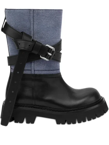 Botine Moschino cu cataramă biker negru