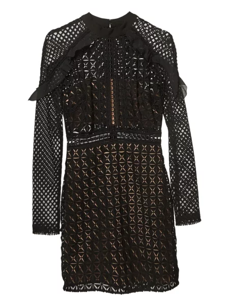 Rochie Self-portrait cu imprimeu geometric din dantelă negru