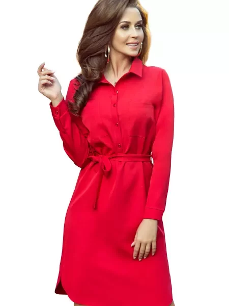 Рокля тип риза Numoco червено