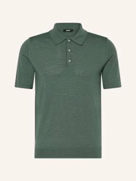 Reiss Úpletová Polokošile Manor Z Merino Vlny tmavě zelená