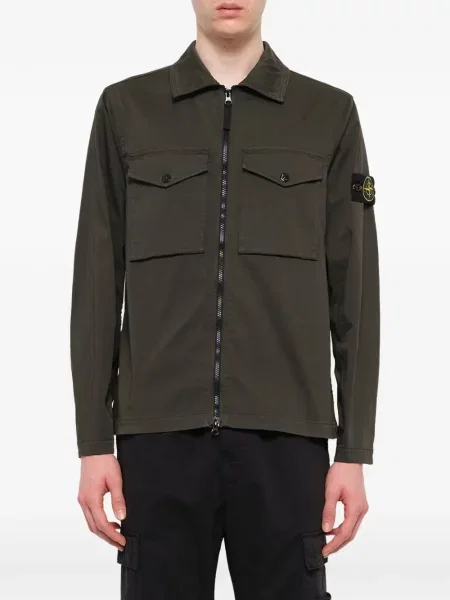 Сатенена риза Stone Island камъни зелено