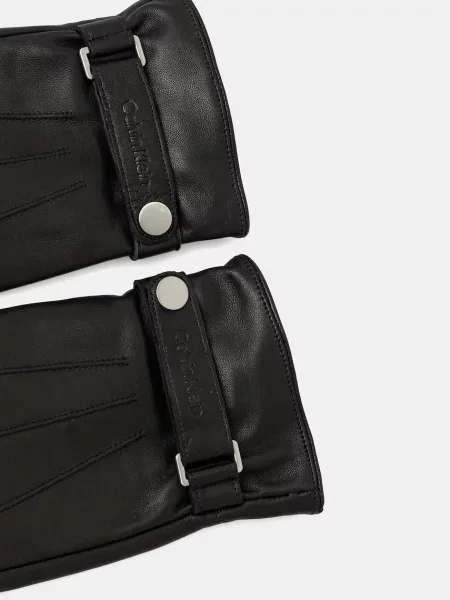 Calvin Klein Kožené rukavice čierna