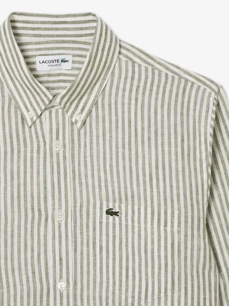 Льняная рубашка Lacoste зеленая