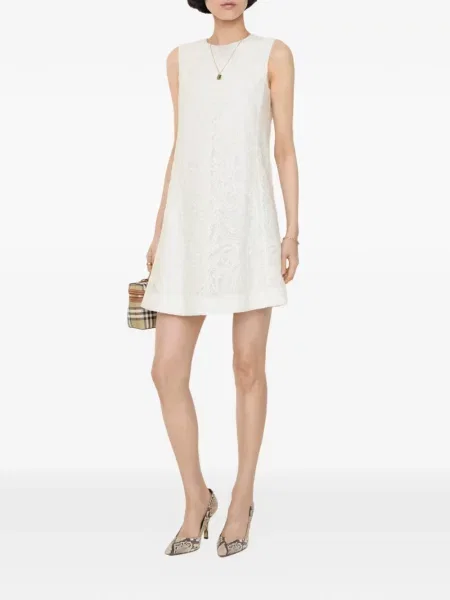 Rochie Burberry cu model paisley din dantelă alb