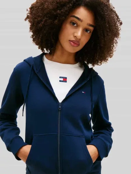 Bluza rozpinana o kroju regular fit z mieszanki bawełny Tommy Jeans granatowa