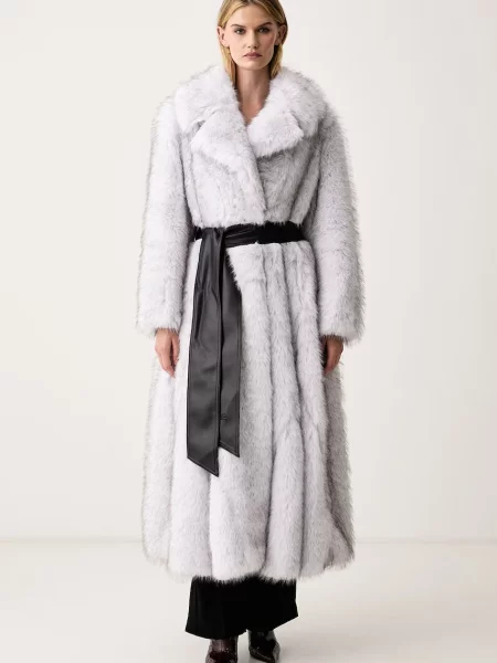Blană artificială palton de blană Karl Lagerfeld alb