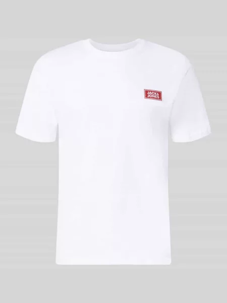 T-shirt o kroju regular fit z czystej bawełny z detal z logo Jack & Jones biała