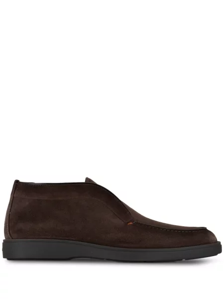 Pantofi loafer Santoni din piele de căprioară maro