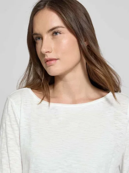 Krój regular fit koszulka z rękawem z czystej bawełny S.oliver Red Label biała