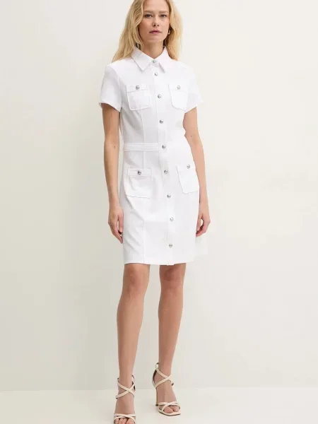 Guess sukienka ELORA mini rozkloszowana biały