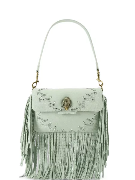 Oxford Kurt Geiger London cu franjuri din țesătură twill verde