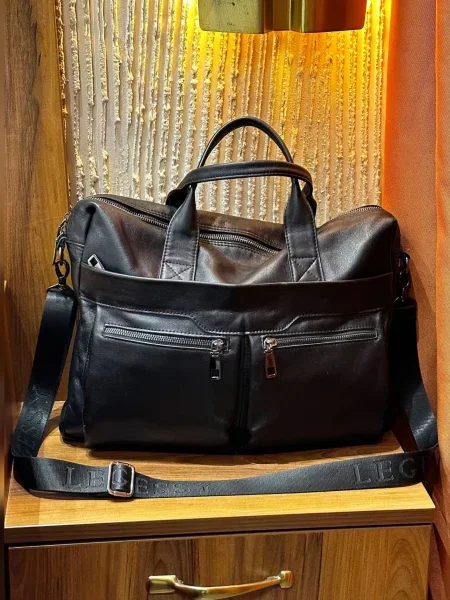 Кожаная сумка для ноутбука Legessy черная