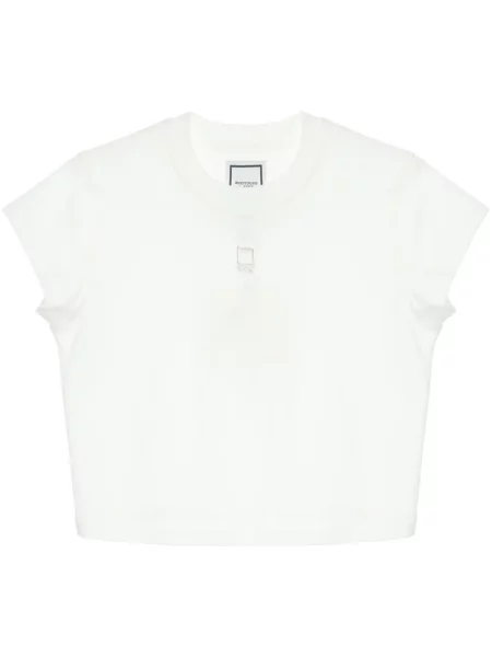 Decupat tricou Wooyoungmi cu aplicații alb