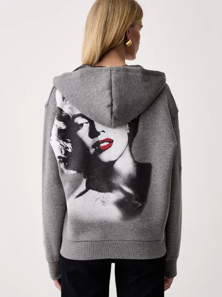 Guess hanorac cu și glugă pentru femei x MARILYN MONROE gri