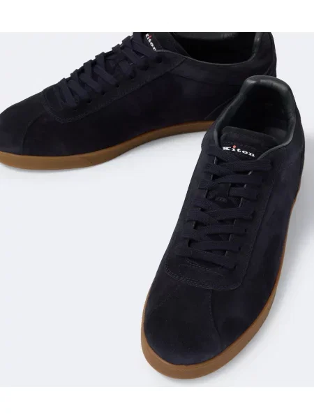 Sneakerși Kiton din piele de căprioară albastru