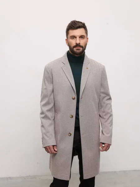 Шерстяное пальто Andreas Moskin бежевое